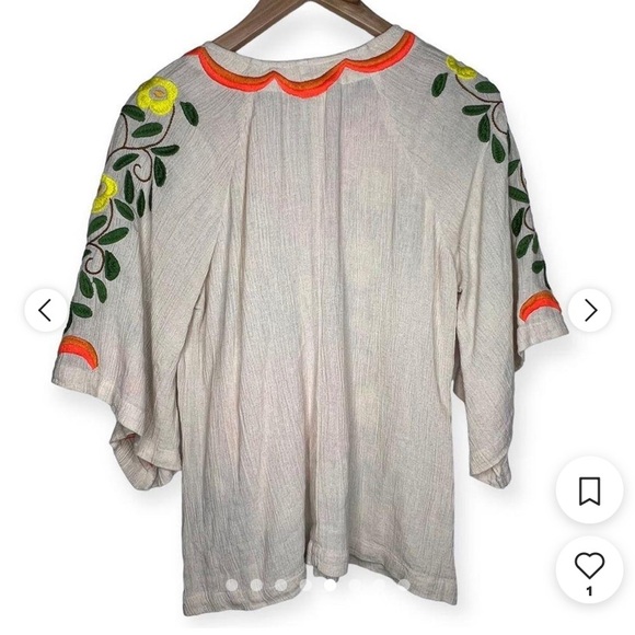 Women's Cream and Orange Shirt XS - Picture 5 of 5